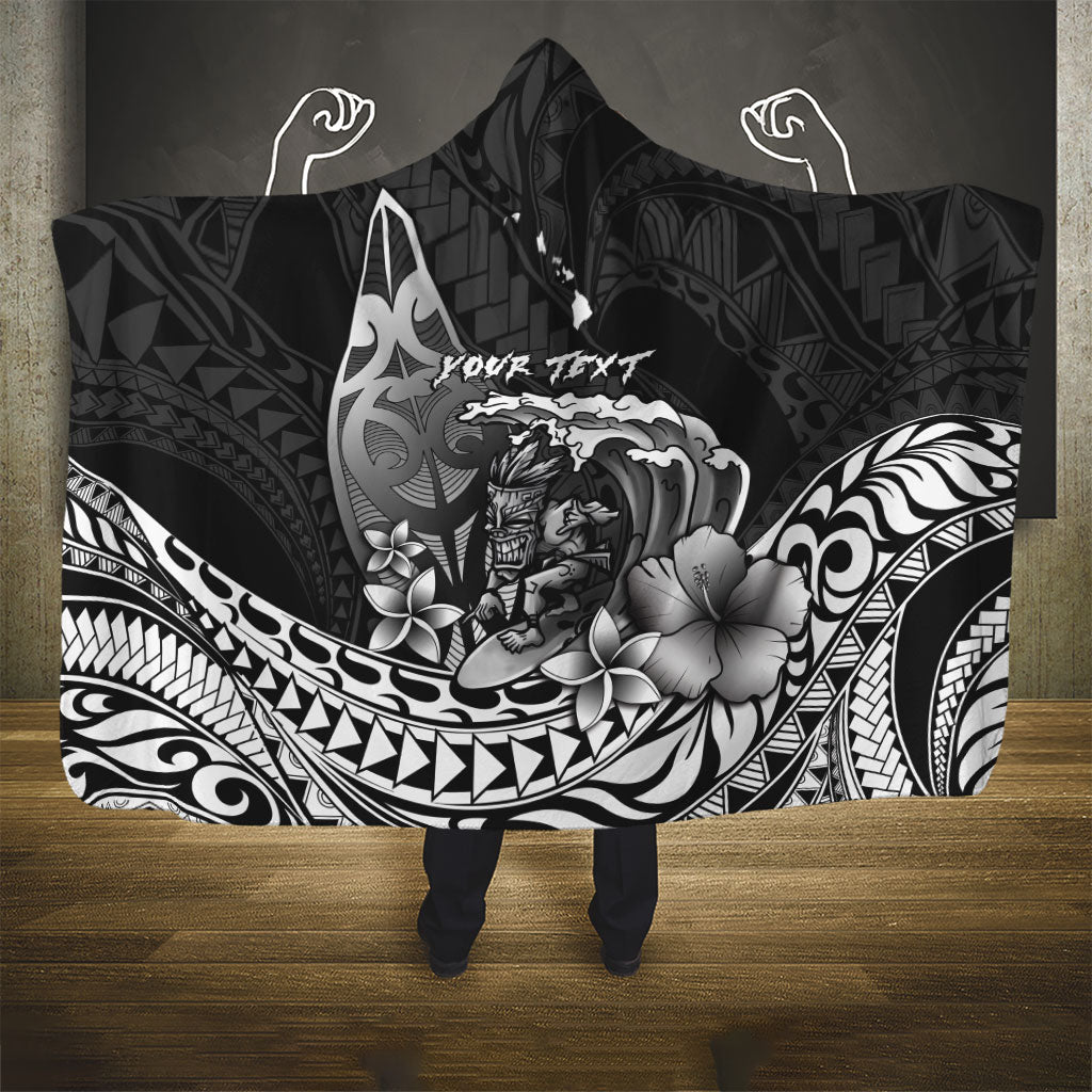 Hawaii Surfing Personalized Hooded Blanket Born To Surf Tiki Hawaiian Pattern LT14 - Polynesian Pride