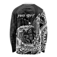 Hawaii Surfing Personalized Long Sleeve Shirt Born To Surf Tiki Hawaiian Pattern LT14 - Polynesian Pride