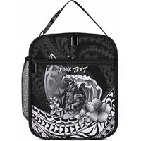 Hawaii Surfing Personalized Lunch Bag Born To Surf Tiki Hawaiian Pattern LT14 10.2 × 8.3 × 4.3 inch Black - Polynesian Pride