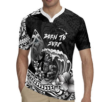 Hawaii Surfing Personalized Rugby Jersey Born To Surf Tiki Hawaiian Pattern LT14 - Polynesian Pride