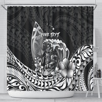 Hawaii Surfing Personalized Shower Curtain Born To Surf Tiki Hawaiian Pattern LT14 - Polynesian Pride