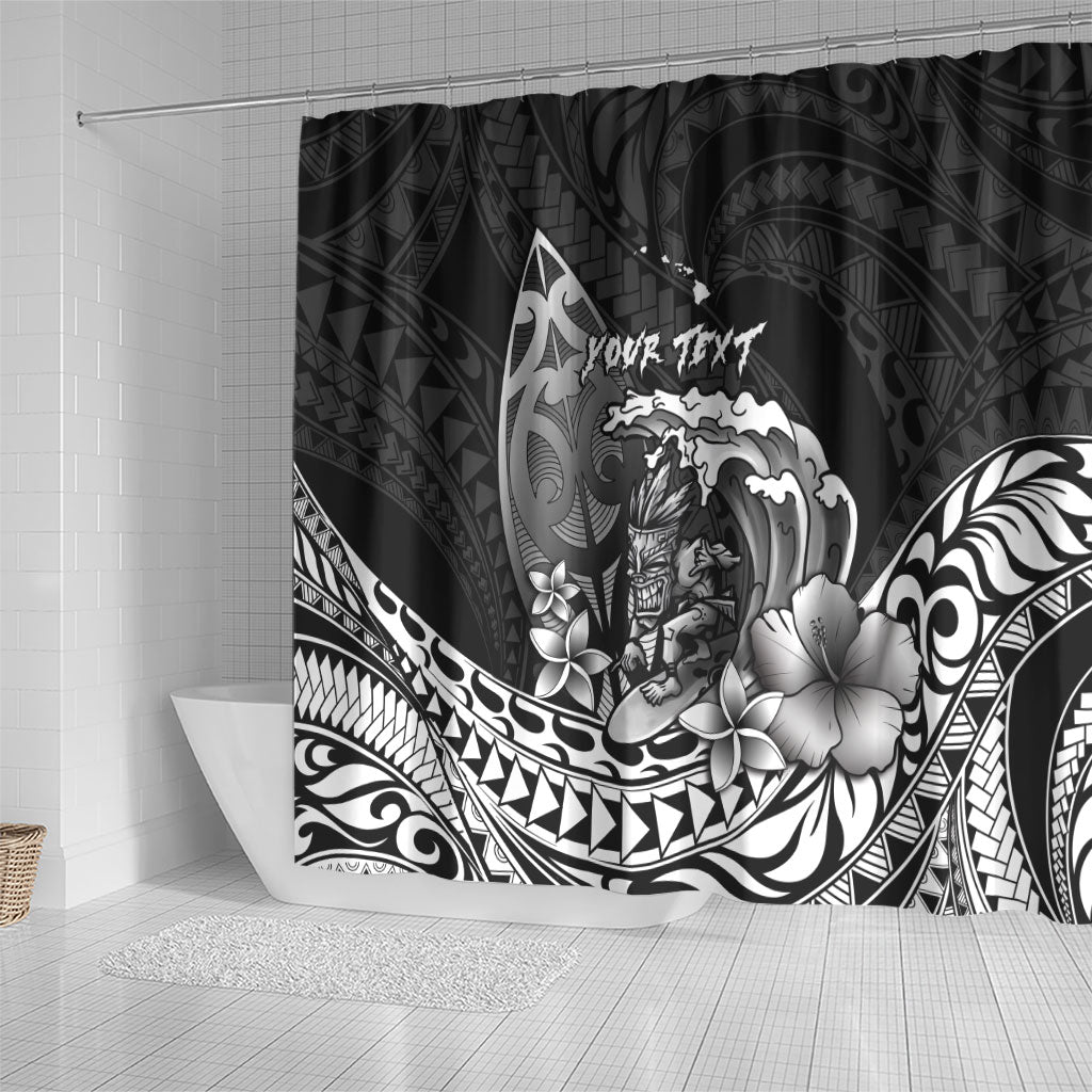 Hawaii Surfing Personalized Shower Curtain Born To Surf Tiki Hawaiian Pattern LT14 - Polynesian Pride