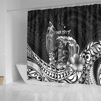 Hawaii Surfing Personalized Shower Curtain Born To Surf Tiki Hawaiian Pattern LT14 - Polynesian Pride