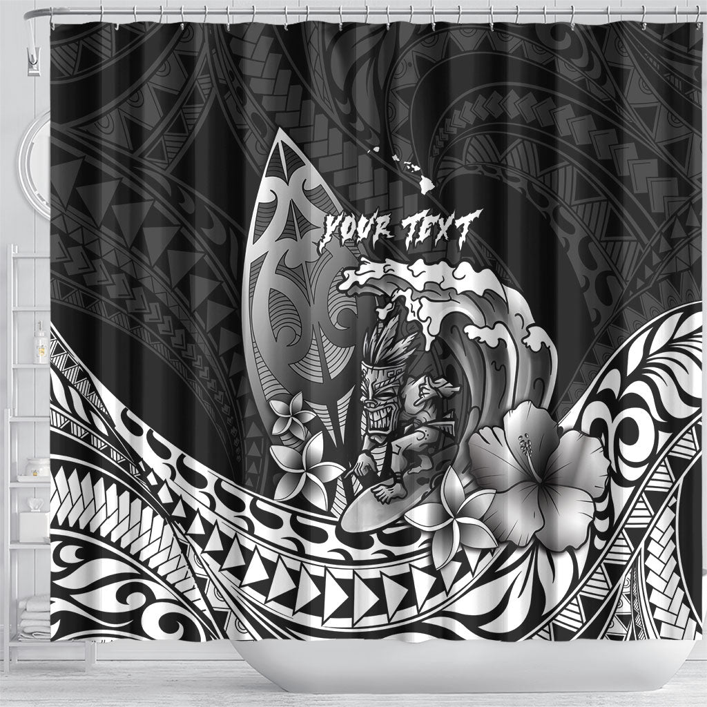 Hawaii Surfing Personalized Shower Curtain Born To Surf Tiki Hawaiian Pattern LT14 - Polynesian Pride