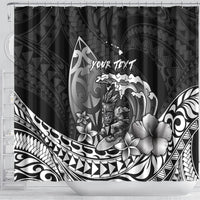Hawaii Surfing Personalized Shower Curtain Born To Surf Tiki Hawaiian Pattern LT14 - Polynesian Pride