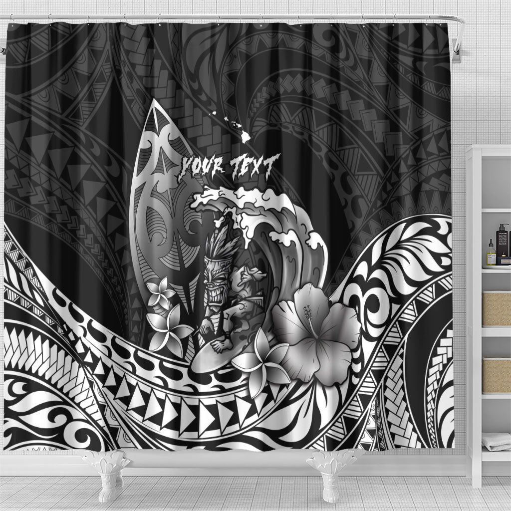 Hawaii Surfing Personalized Shower Curtain Born To Surf Tiki Hawaiian Pattern LT14 - Polynesian Pride
