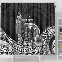 Hawaii Surfing Personalized Shower Curtain Born To Surf Tiki Hawaiian Pattern LT14 - Polynesian Pride