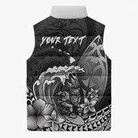 Hawaii Surfing Personalized Sleeveless Puffer Jacket Born To Surf Tiki Hawaiian Pattern LT14 - Polynesian Pride