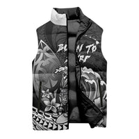 Hawaii Surfing Personalized Sleeveless Puffer Jacket Born To Surf Tiki Hawaiian Pattern LT14 - Polynesian Pride