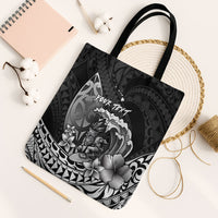 Hawaii Surfing Personalized Tote Bag Born To Surf Tiki Hawaiian Pattern LT14 Black Strap One Size Black - Polynesian Pride