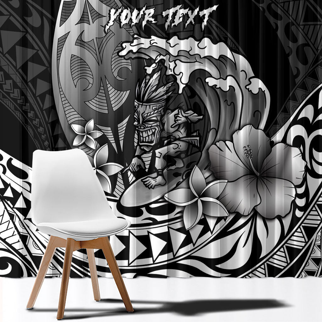 Hawaii Surfing Personalized Window Curtain Born To Surf Tiki Hawaiian Pattern LT14 - Polynesian Pride
