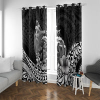 Hawaii Surfing Personalized Window Curtain Born To Surf Tiki Hawaiian Pattern LT14 With Grommets Black - Polynesian Pride