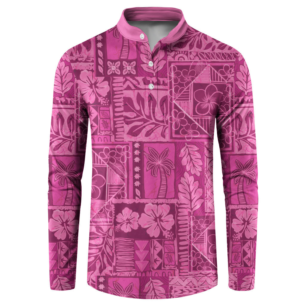 Hawaii Rainforest Beach Tropical Flowers Button Sweatshirt LT14 Pink - Polynesian Pride