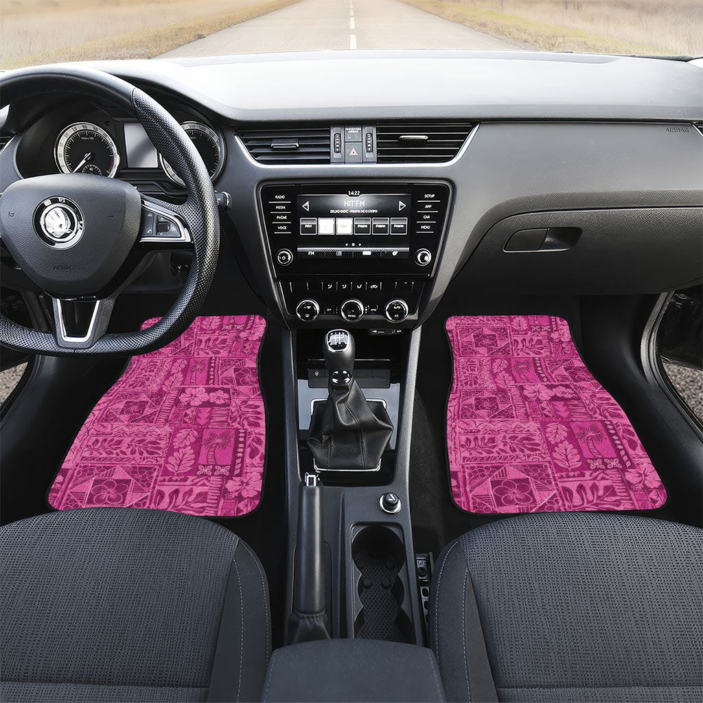 Hawaii Rainforest Beach Tropical Flowers Car Mats LT14 Set 2pcs - Front Pink - Polynesian Pride