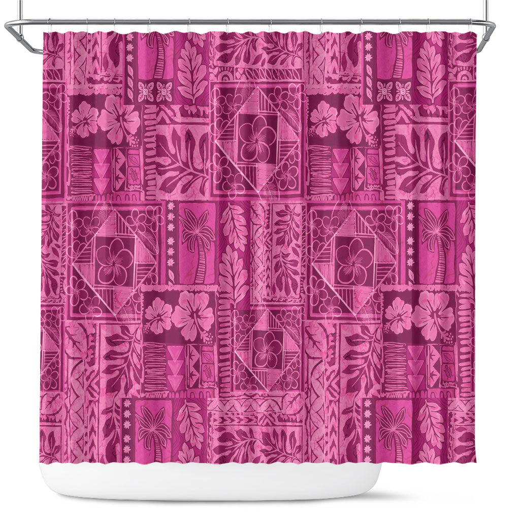 Hawaii Rainforest Beach Tropical Flowers Shower Curtain LT14 Pink - Polynesian Pride