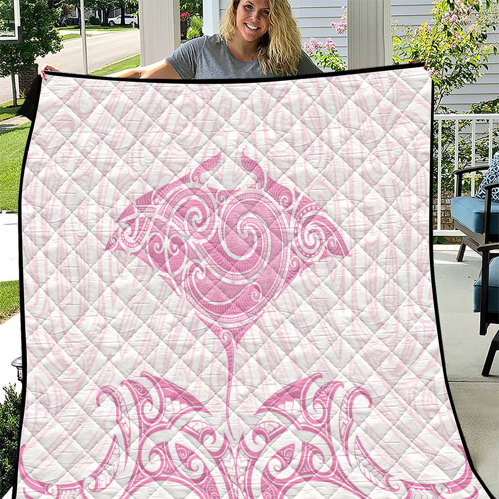 New Zealand Manta Ray Tattoo Quilt Aotearoa Maori Haehae Pink