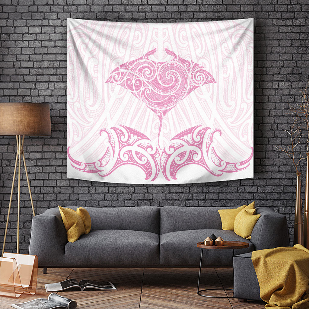 New Zealand Manta Ray Tattoo Tapestry Aotearoa Maori Haehae Pink LT14 Pink - Polynesian Pride