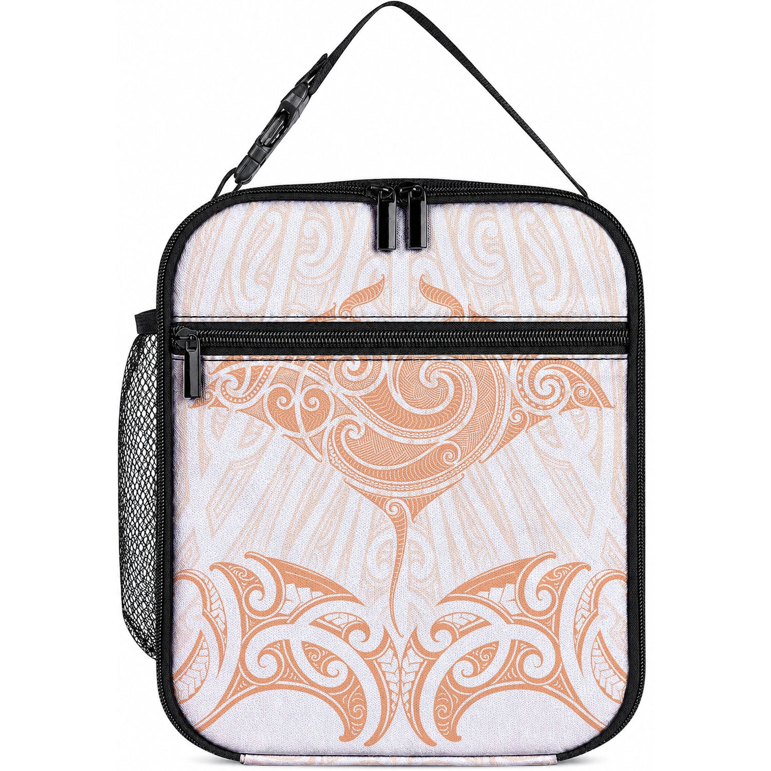 New Zealand Manta Ray Tattoo Lunch Bag Aotearoa Maori Haehae Orange LT14 10.2 × 8.3 × 4.3 inch Orange - Polynesian Pride