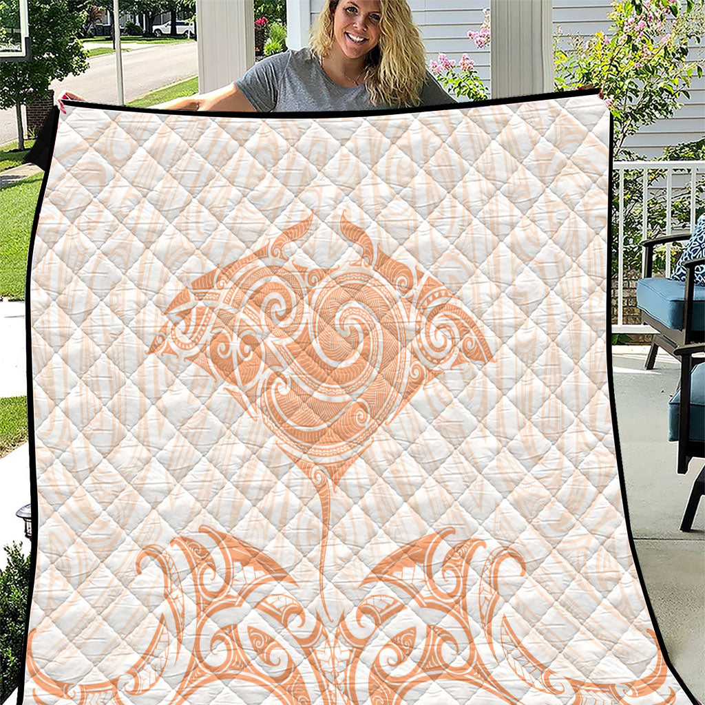 New Zealand Manta Ray Tattoo Quilt Aotearoa Maori Haehae Orange