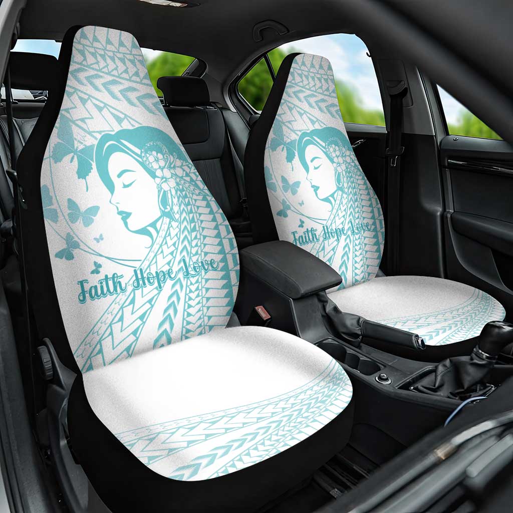 Polynesia Cervical Cancer Awareness Month Car Seat Cover Polynesian Women Faith Hope Love! LT14 One Size White - Polynesian Pride