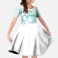 Polynesia Cervical Cancer Awareness Month Family Matching Off Shoulder Maxi Dress and Hawaiian Shirt Polynesian Women Faith Hope Love! LT14 Daughter's Dress White - Polynesian Pride