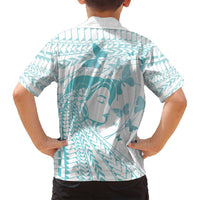 Polynesia Cervical Cancer Awareness Month Family Matching Puletasi and Hawaiian Shirt Polynesian Women Faith Hope Love! LT14 - Polynesian Pride