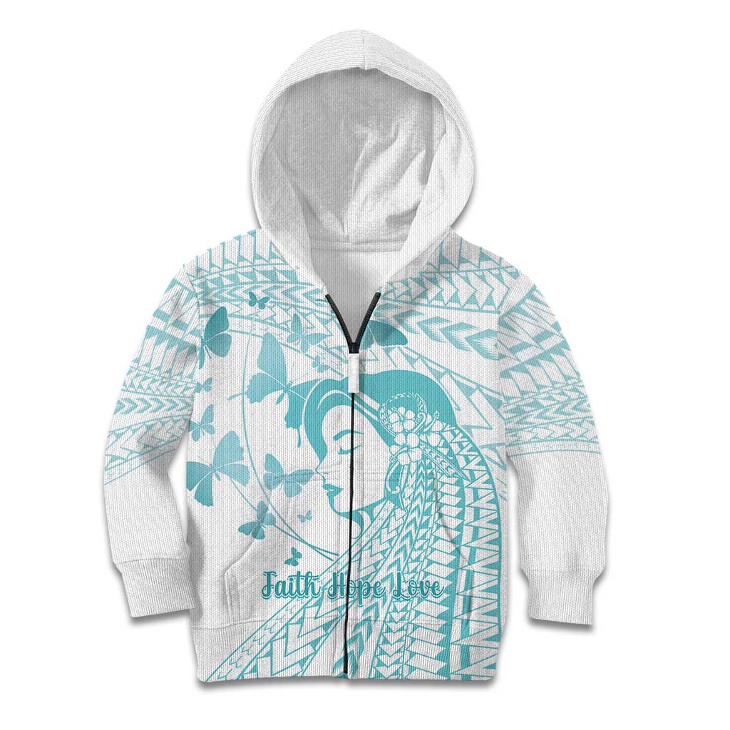 Polynesia Cervical Cancer Awareness Month Kid Hoodie Polynesian Women Faith Hope Love!