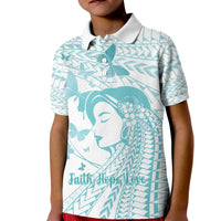 Polynesia Cervical Cancer Awareness Month Kid Polo Shirt Polynesian Women Faith Hope Love!