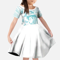 Polynesia Cervical Cancer Awareness Month Kid Short Sleeve Dress Polynesian Women Faith Hope Love! LT14 KID White - Polynesian Pride