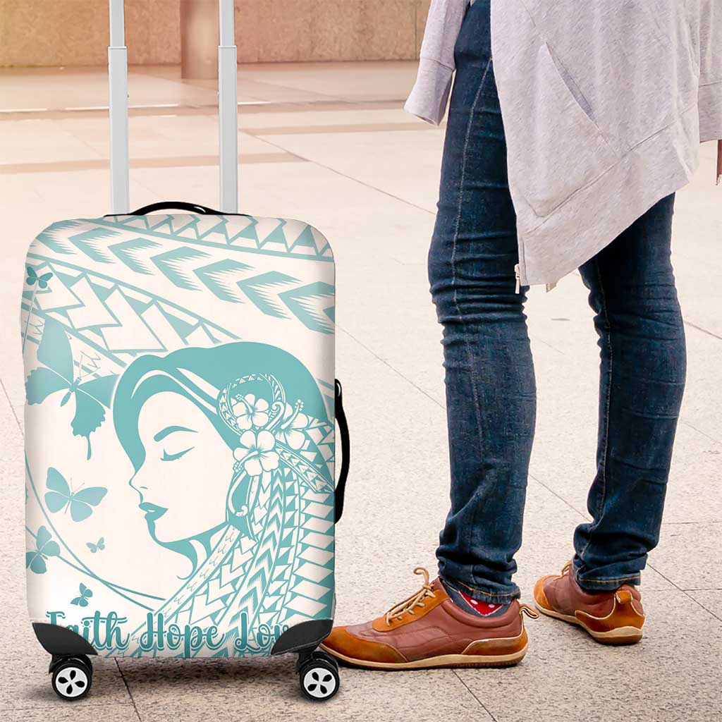 Polynesia Cervical Cancer Awareness Month Luggage Cover Polynesian Women Faith Hope Love! LT14 White - Polynesian Pride