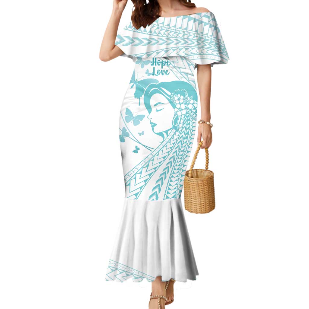 Polynesia Cervical Cancer Awareness Month Mermaid Dress Polynesian Women Faith Hope Love! LT14 Women White - Polynesian Pride