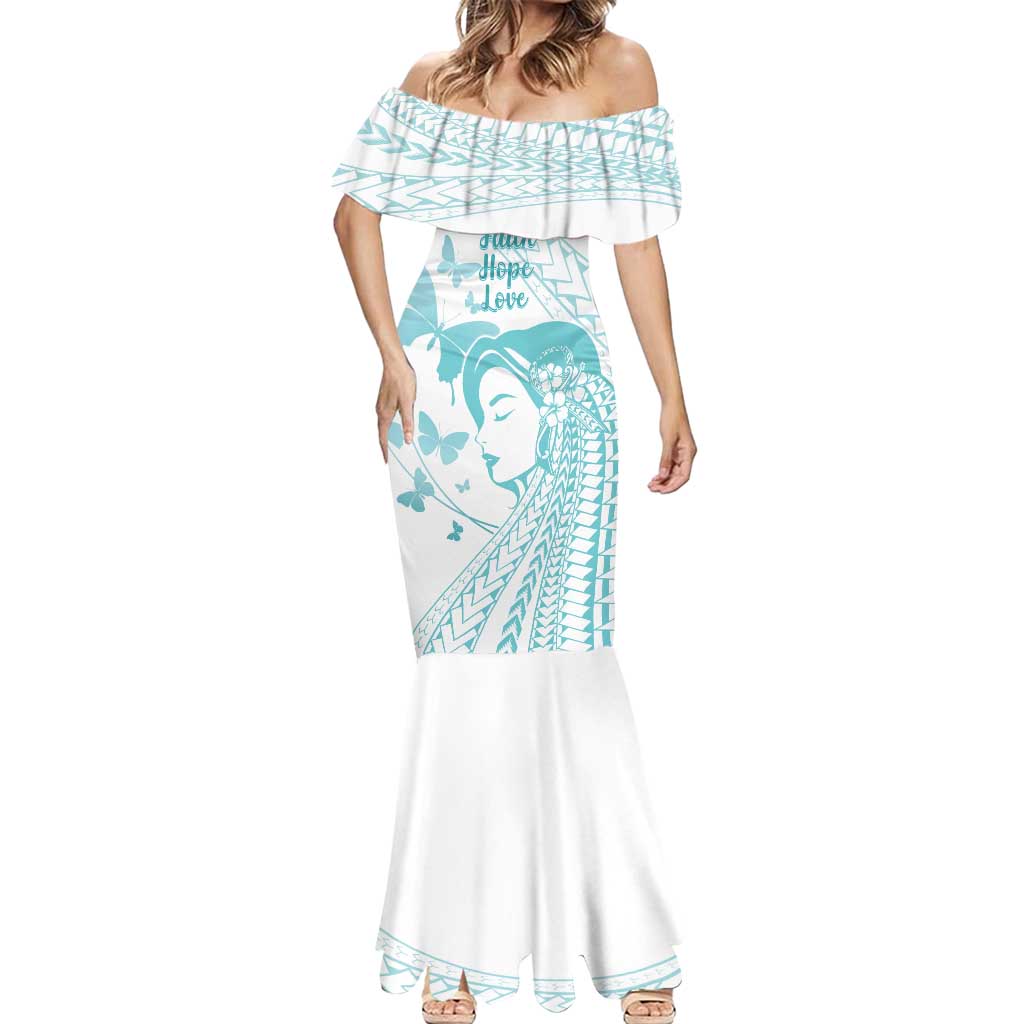 Polynesia Cervical Cancer Awareness Month Mermaid Dress Polynesian Women Faith Hope Love! LT14 - Polynesian Pride