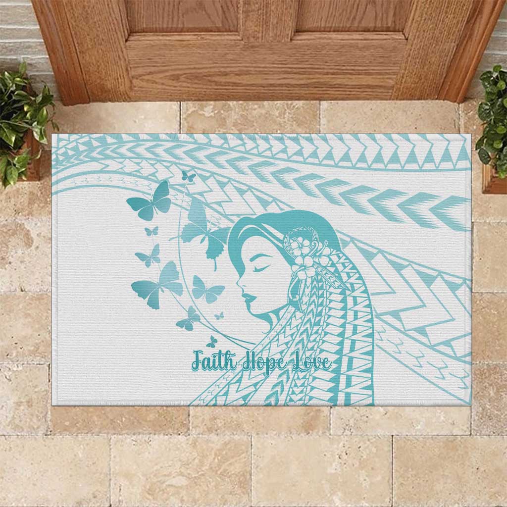 Polynesia Cervical Cancer Awareness Month Rubber Doormat Polynesian Women Faith Hope Love!