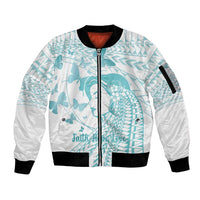 Polynesia Cervical Cancer Awareness Month Sleeve Zip Bomber Jacket Polynesian Women Faith Hope Love!