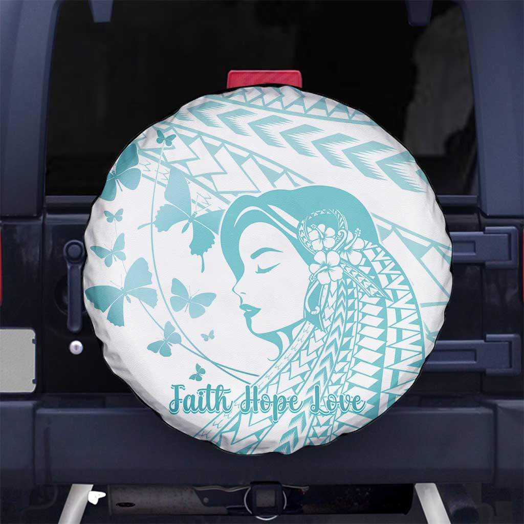 Polynesia Cervical Cancer Awareness Month Spare Tire Cover Polynesian Women Faith Hope Love! LT14 - Polynesian Pride