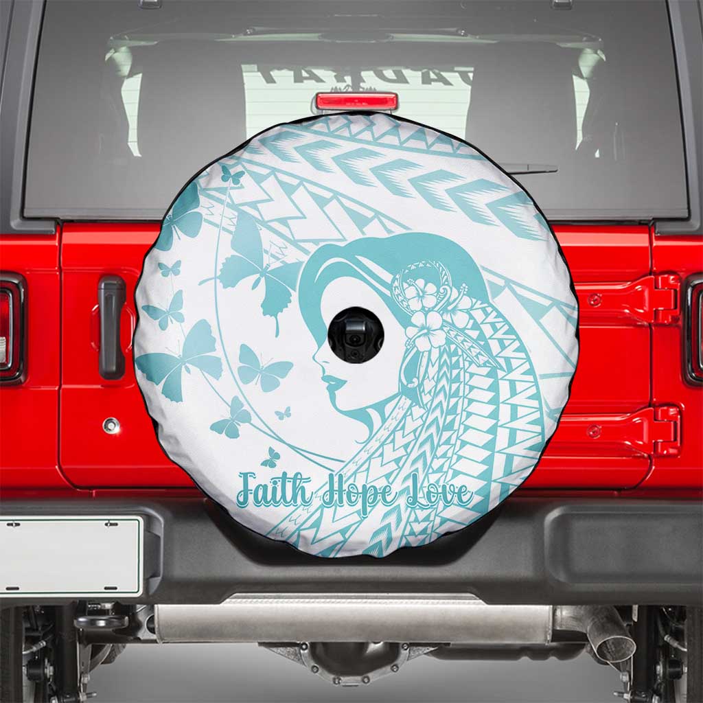 Polynesia Cervical Cancer Awareness Month Spare Tire Cover Polynesian Women Faith Hope Love! LT14 - Polynesian Pride
