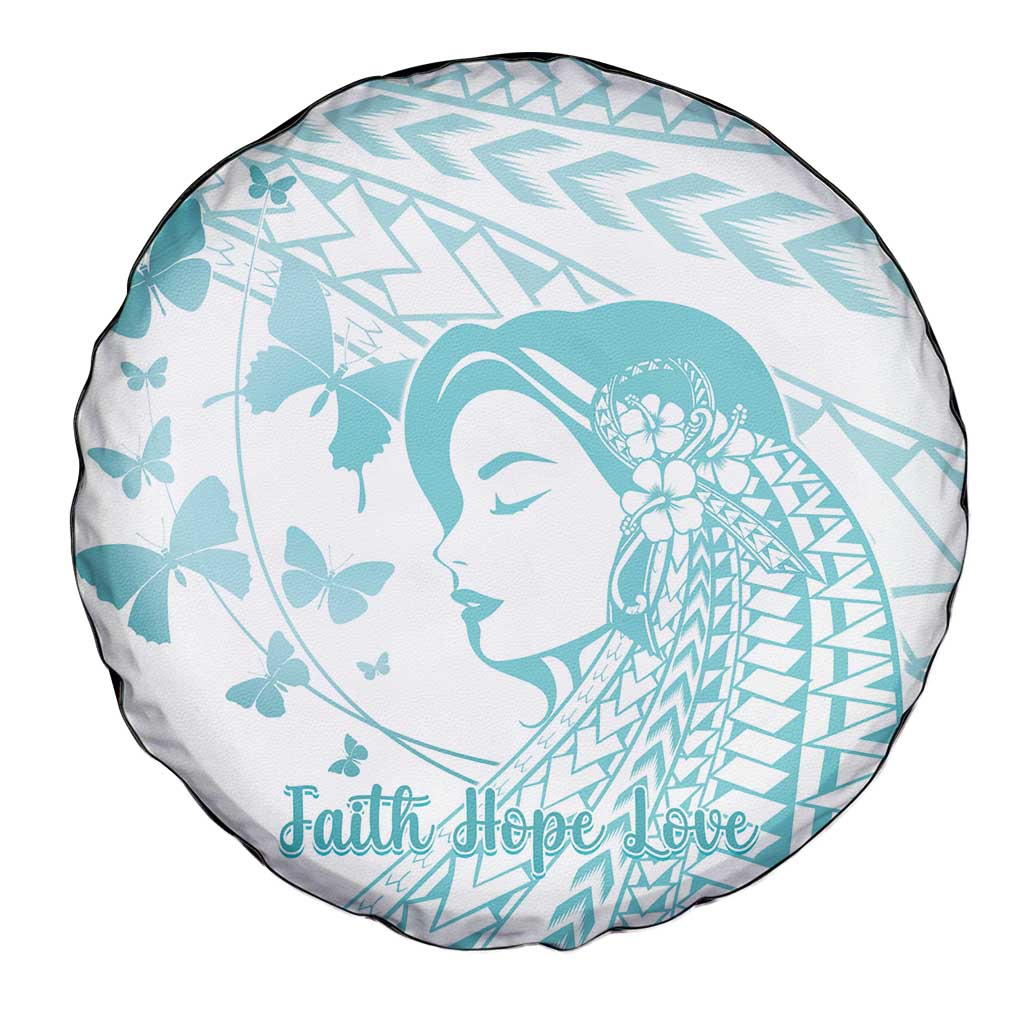 Polynesia Cervical Cancer Awareness Month Spare Tire Cover Polynesian Women Faith Hope Love! LT14 - Polynesian Pride
