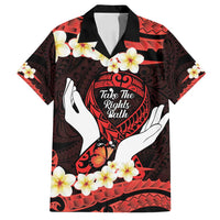Polynesia AIDS Awareness Month Family Matching Off Shoulder Short Dress and Hawaiian Shirt Take The Rights Path Polynesian Pattern