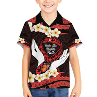 Polynesia AIDS Awareness Month Family Matching Tank Maxi Dress and Hawaiian Shirt Take The Rights Path Polynesian Pattern