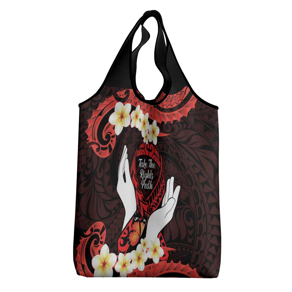 Polynesia AIDS Awareness Month Grocery Bag Take The Rights Path Polynesian Pattern
