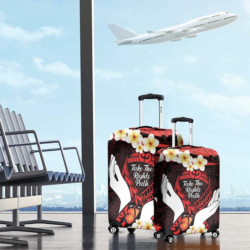 Polynesia AIDS Awareness Month Luggage Cover Take The Rights Path Polynesian Pattern