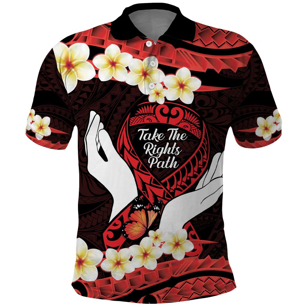 Polynesia AIDS Awareness Month Polo Shirt Take The Rights Path Polynesian Pattern