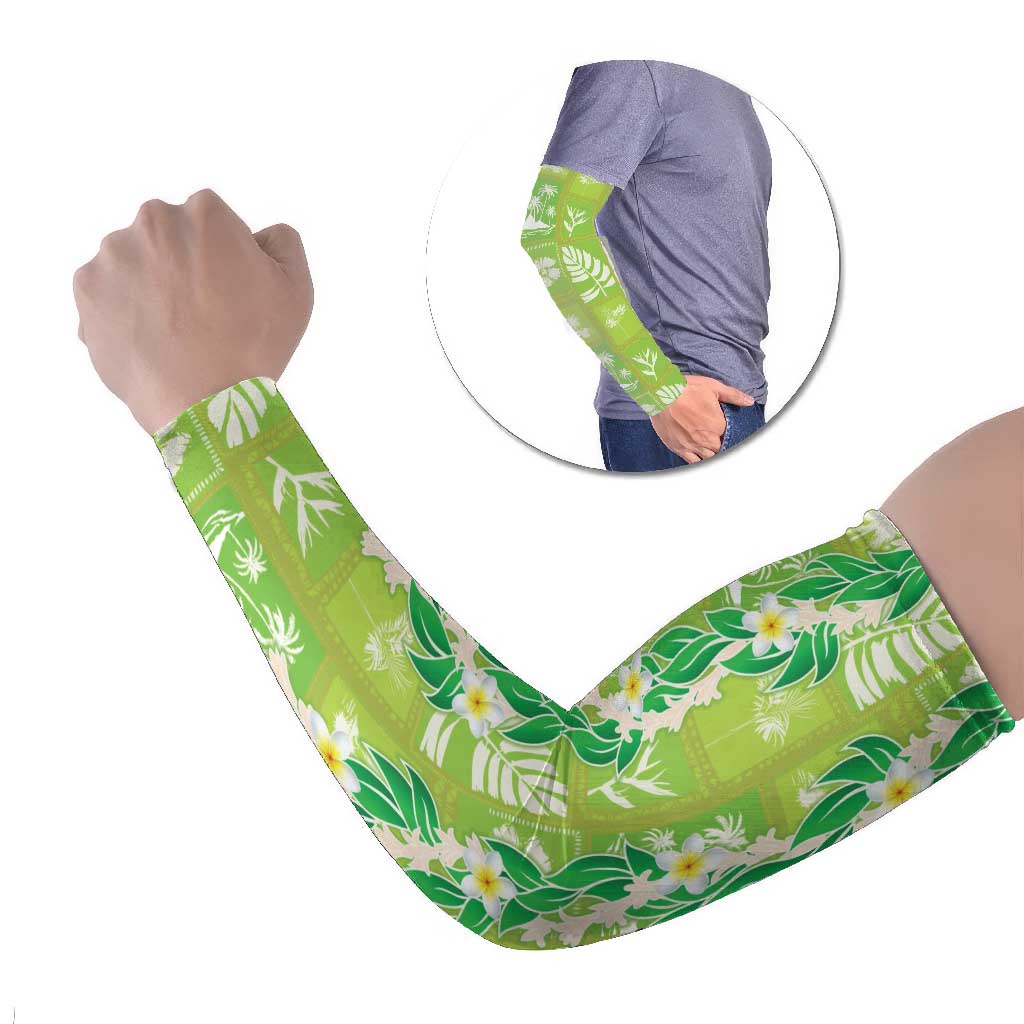 Aloha Hawaii Tuberose Lei Arm Sleeves Tropical Vibes Green Color LT14 Set of 2 Green - Polynesian Pride