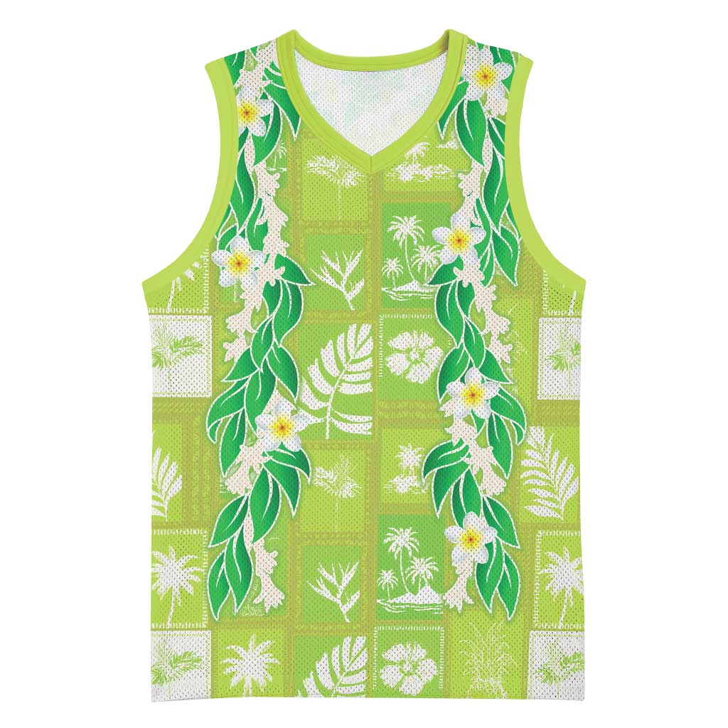 Aloha Hawaii Tuberose Lei Basketball Jersey Tropical Vibes Green Color LT14 Unisex Green - Polynesian Pride