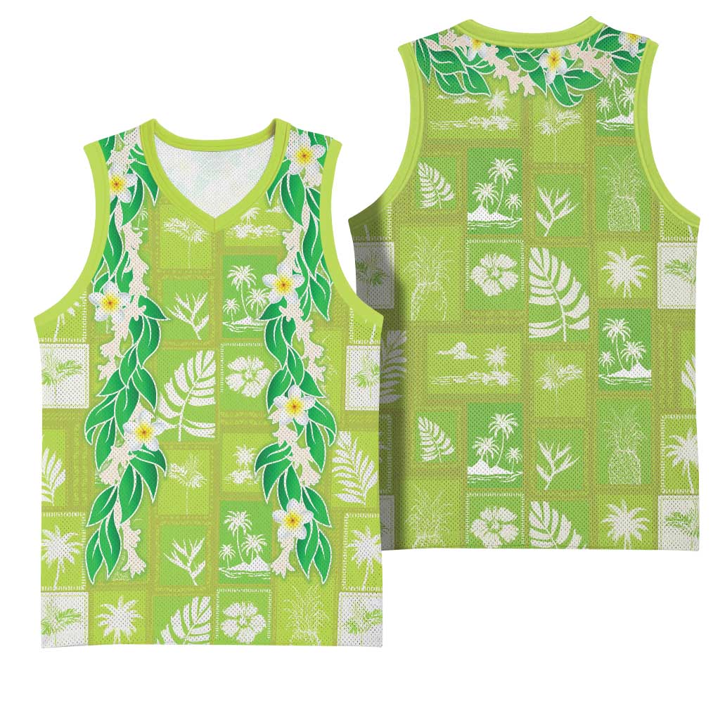 Aloha Hawaii Tuberose Lei Basketball Jersey Tropical Vibes Green Color LT14 - Polynesian Pride