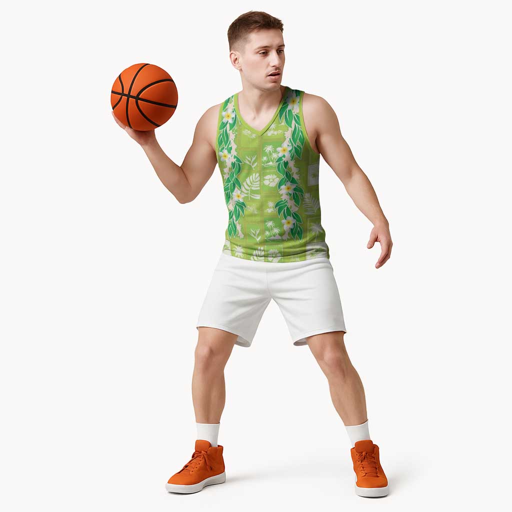 Aloha Hawaii Tuberose Lei Basketball Jersey Tropical Vibes Green Color LT14 - Polynesian Pride