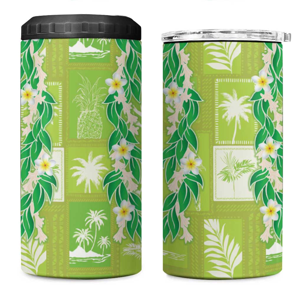 Aloha Hawaii Tuberose Lei 4 in 1 Can Cooler Tumbler Tropical Vibes Green Color LT14 One Size: 16 oz Green - Polynesian Pride