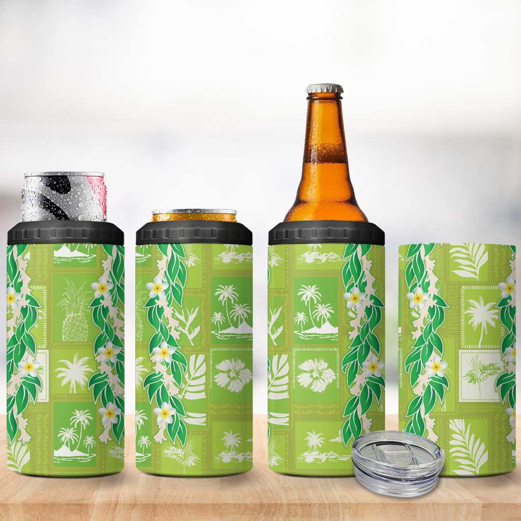 Aloha Hawaii Tuberose Lei 4 in 1 Can Cooler Tumbler Tropical Vibes Green Color LT14 - Polynesian Pride
