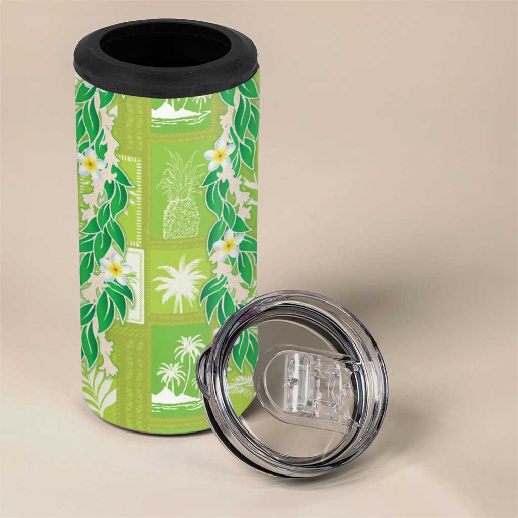 Aloha Hawaii Tuberose Lei 4 in 1 Can Cooler Tumbler Tropical Vibes Green Color LT14 - Polynesian Pride