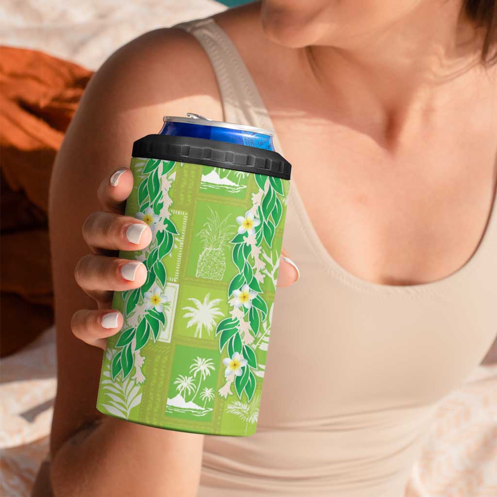 Aloha Hawaii Tuberose Lei 4 in 1 Can Cooler Tumbler Tropical Vibes Green Color LT14 - Polynesian Pride
